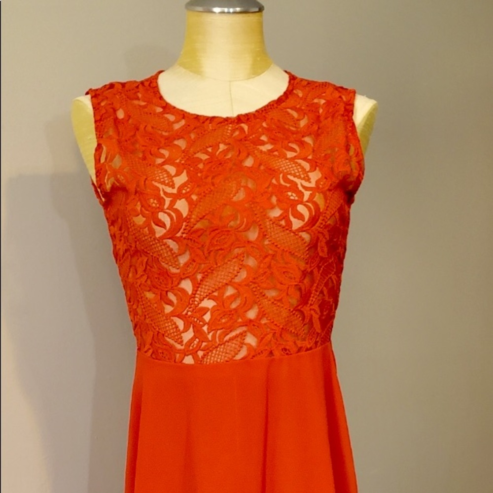 It’s a red dress with a beautiful design